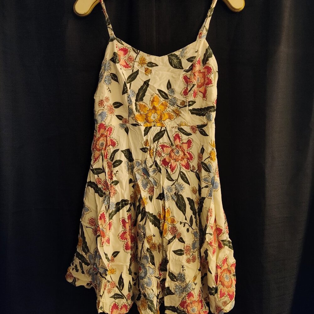 Navy White Floral Shift Dress - size M